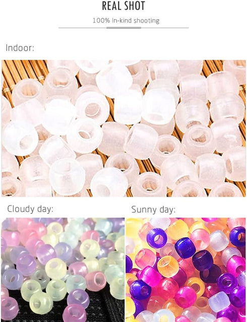 2000 Pcs UV Beads Color Changing Beads UV Reactive Plastic Luminous Pony Beads, Glows in The Dark Bead, Fun for Jewelry/Bracelets Making...