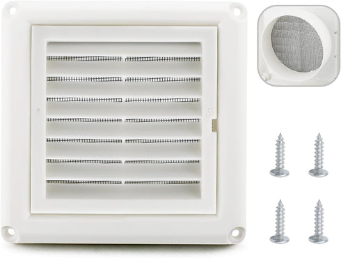 Cenipar 4" Louvered Vent Cover Dryer Exhaust Air Vent Cover with 4 Screws Stops Birds Nesting Outside Easy Installation (White)...