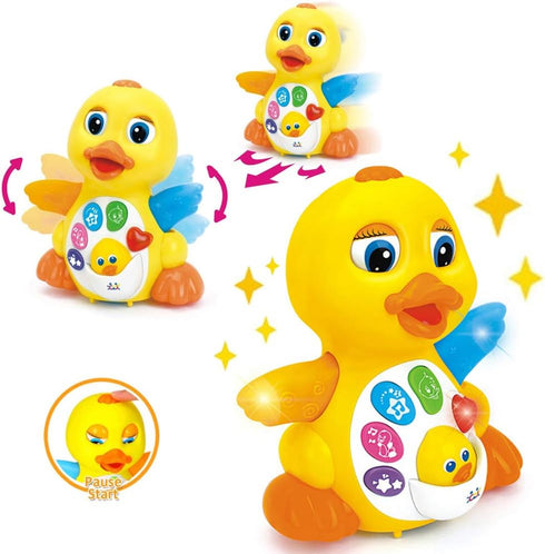Musical Flapping Yellow Duck Interactive Action Educational Learning Walking Light Up Dancing Toy for 1 Year Old Baby Toddler Infant...
