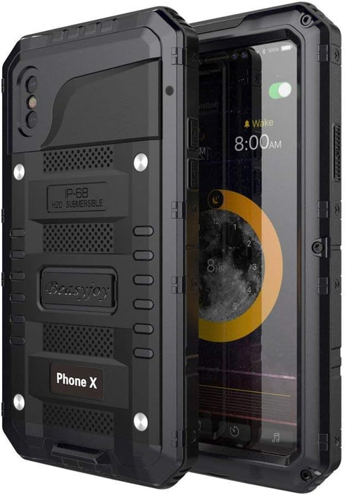 Beasyjoy for iPhone Xs iPhone X/10 Metal Case Heavy Duty Waterproof Tough Cover Screen Full Body Protection Shockproof Rugged Military Grade Defen...
