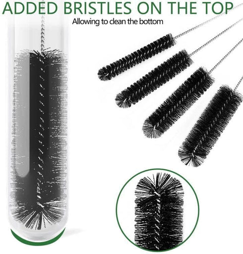 CiaraQ Bottle Cleaning Brushes, 9.8 Inch Nylon Tube Brush Set, Cleaner for Narrow Neck Bottles Cups with Hook, Set of 10pcs. Black...
