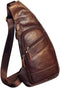 Hebetag Leather Sling Bag Crossbody Backpack for Men Women Travel Outdoor Camping...