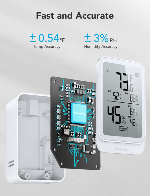 GoveeLife Hygrometer Thermometer H5104, Bluetooth Room Temperature Monitor with APP Alert and 2 Years Date Storage Export, Remote LCD Digital Hygr...