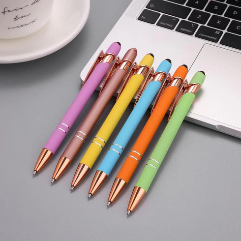 6 PCS 2 in 1 Stylus Ballpoint Pens,Pen with Stylus Tips, 1.0 mm Black Ink Metal Pens Stylus Pen for Touch Screens (6 Colors-2)......
