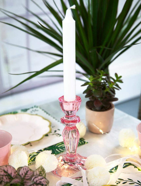 Talking Tables Boho Pink Glass Candlestick Holder Height 16cm One Size Glass Candle Holder,Large...
