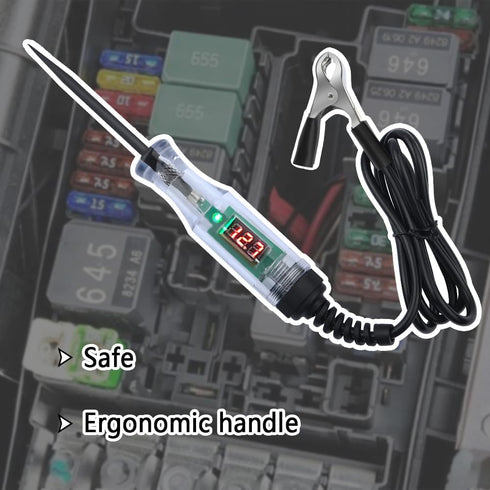 Car Voltage Tester Pen with Alligator Clip,DC 3-48V Test Light Pen Digital LED Circuit Tester with Prolong Spring Cable,Universal Car Fuse Tester ...