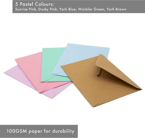 Pukka Pad, Carpe Diem Gummed Envelopes for Greeting Cards and Invitations - Pack of 25 Pastel Envelopes - A7, 5.25 x 7.25 in...