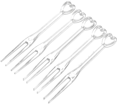 TCOTBE 300 Disposable Fruit Forks safety and sanitation 3.5 inch Length Plastic Cocktail Picks Sticks Heart Shapes Cute Food Pick Party Supplies P...
