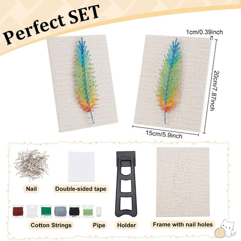 WEBEEDYDIY String Art Kit for Adults Beginners, DIY Feather Nail String Craft Kit, Include All Necessary Accessories and Frame, Creative Craft Kit...