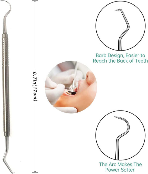 Hook Pick Double Ended Oral Hygiene Dental Explorer Stainless Steel Teeth Cleaning Oral Student Tool Tooth Picks Metal...