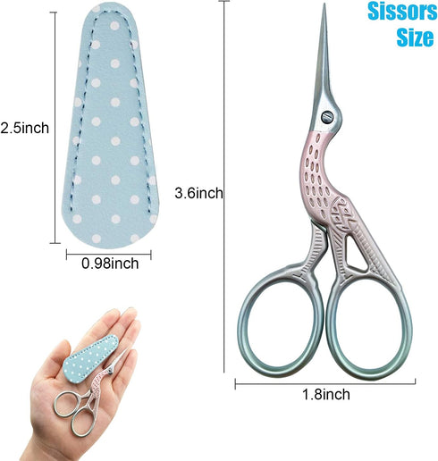 Weabetfu 3.6-inch Sewing Scissors Small Embroidery Crafting Scissors with Leather Scissors Cover Cross Stitch Knitting Scissors Sharp Craft Scisso...