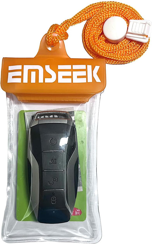 Waterproof Car Key Fob Case Swim Dry Key Shell Bag Surf Wallet Waterproof Holder Pouch for Key ID Credit Card (Orange)...