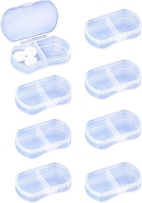 8PCS Pill Case Organizer Pocket Small Pill Holder, Daily AM & PM containers, Medicine Holder, Ideal for Medication, Vitamin, Supplement, Perfect f...