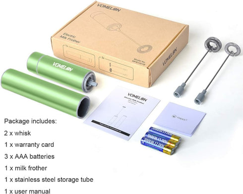Electric Milk Frother Handheld,Travel Coffee Drink Mixer Batteries Included, 304 Stainless Steel Whisk for latte Cappuccino,Bulletproof Coffee Hot...