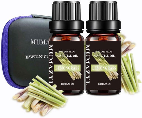 Lemongrass Essential Oil Sets Gifts Set Refills Air Freshener, Essential Oils for Diffuser for Home and Scented 2 Pack x10ml...
