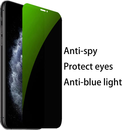 3 Pack Anti-Blue Privacy Tempered Glass Suit for iPhone Xs Max/iPhone 11 Pro Max Anti-Spy Screen Protector Anti-Peeping Film 9H Hardness Anti-scra...
