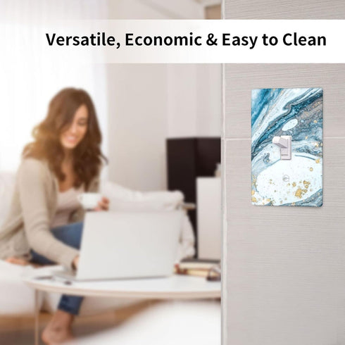 Blue Marble Light Switch Cover 1 Gang Wall Plate Single Toggle Switch Plate Covers, Abstract Decorative Light Switch Plates for Office Home, 4.50 ...