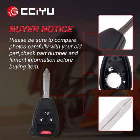 cciyu Remote Key Fob 2011-2014 Fit for Chrysler 200 2.4L 2011-2014 Fit for Chrysler 200 3.6L 4 Buttons KOBDT04A,2AOKM-CYV6,05179514AA,56038757AE,2...