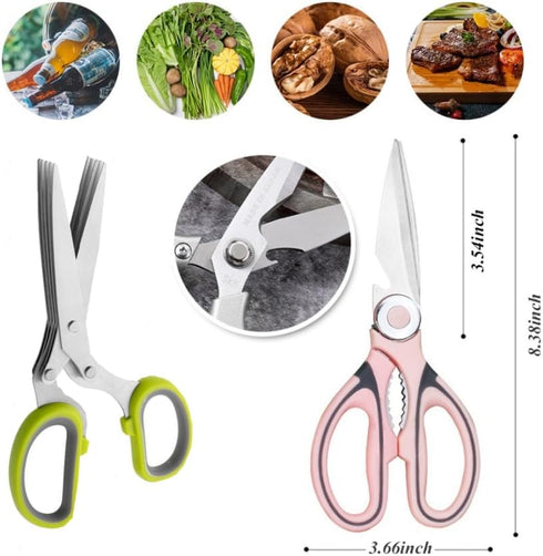 Kitchen Scissors 2 Pack Heavy Duty Kitchen Scissors,Herb Scissors Set,Cool Kitchen Gadgets for Cutting Fresh Garden Herbs, Cutting Meat, Food, Fis...