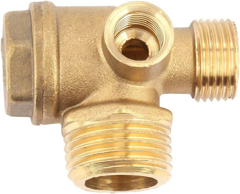 Air Compressor Check Valve, 3-Way Brass Male Threaded Air Compressor Check Valve Tube Central Pneumatic Tool G1/2" x G3/8" x G1/8"...
