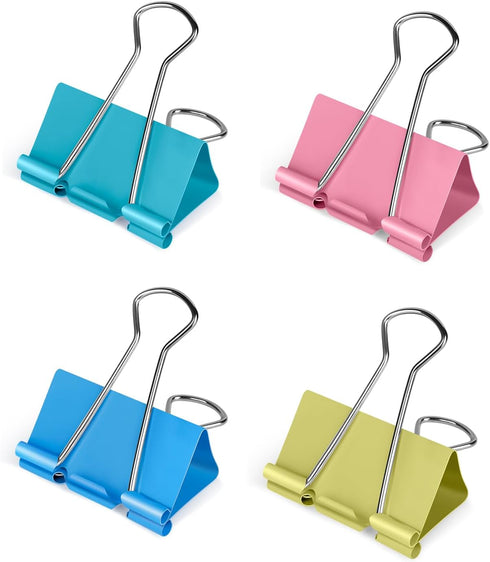 Medium Binder Clips 1.25 inch length, Colorful, for Office (40 Pcs)...