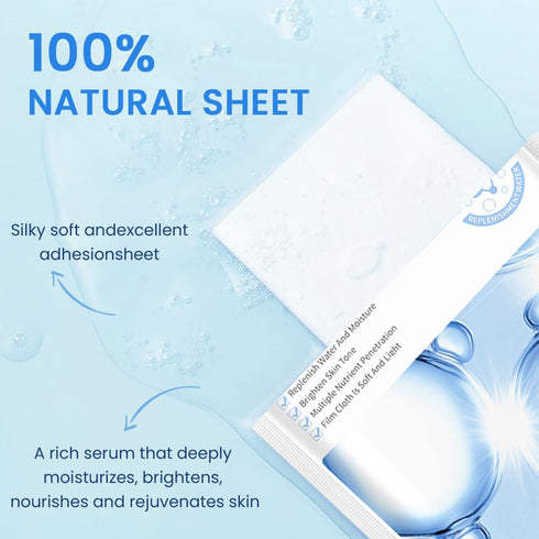 AMY'S DIARY 6 PCS Real Hyaluronic Acid Nature Face Masks Skincare, Vitamin C and E, Chamomile, Korean Beauty Essence Facial Paper Sheet Mask for S...