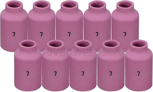 RIVERWELD TIG Gas Lens alumina nozzle ceramic cups 54N15 (#7 7/16") for WP 17 18 26 TIG Welding Torch 10pk...