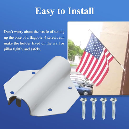 2 Pack Side Mount Flag Pole Holder, Flag Bracket, Allows The display of 1" flagpoles on to The sides of doorways, White Powder Coated Steel, Side ...