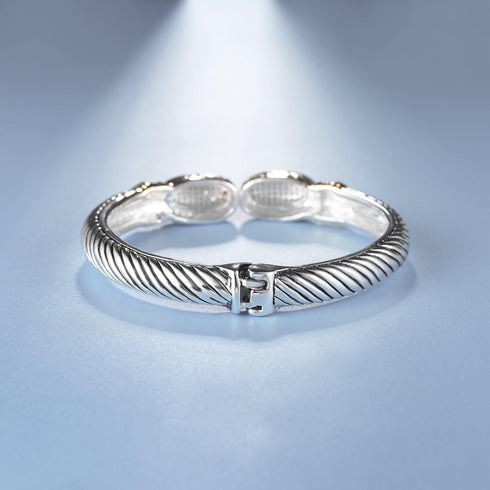 UNY Pave Stone Cable Wire Retro Antique Spring Clap Bangle Elegant Beautiful Valentine Mother's day Gifts...