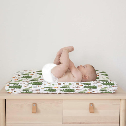 Woodland Animals Camping Changing Pad Covers Giraffe Hedgehog Forest Mountain Diaper Changing Table Sheets for Boy Girl Wildlife Soft Breathable S...