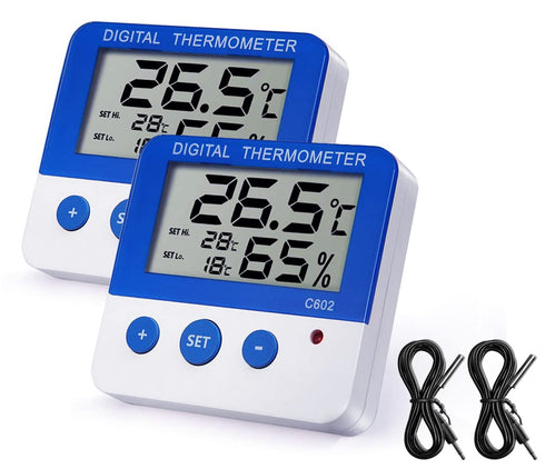 Reptile Thermometer Hygrometer with High Low Temperature Alarm Digital Aquarium Thermometer Temperature Humidity Meter Gauge for Reptile Tanks, Te...