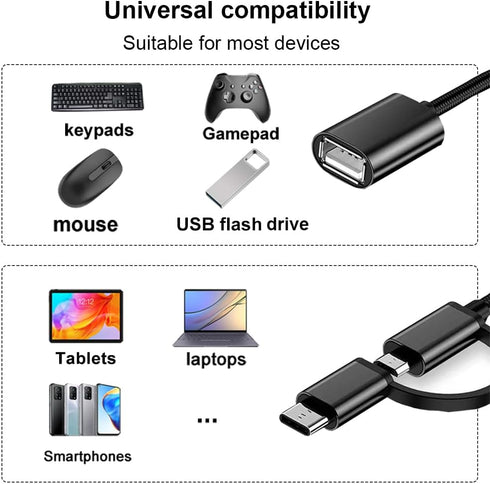 2-in-1 USB C/Micro to USB OTG Adapter, USB to Android Adapter Cable, Compatible with MacBook Pro Android Google Samsung Galaxy S21 S22 S23 Note 20...