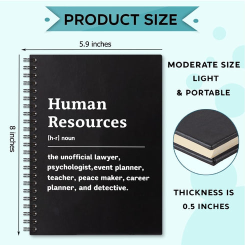 Human Resources Definition 160 Blank Pages Spiral Notebook, Funny Notebook Gift for Human Resources HR Manager, HR Appreciation Gift, Recruiter Gi...