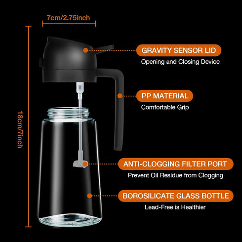 Oil Sprayer for Cooking, 2 in 1 Olive Oil Dispenser Bottle for Kitchen, 16oz/470ml Premium Glass Oil Bottle, Food-grade Oil Mister for Air Fryer, ...