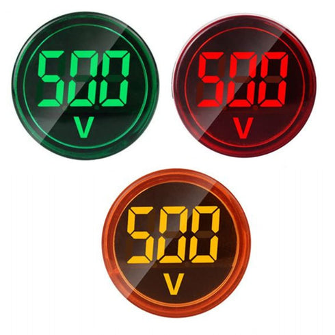 3pcs Digital Display AC Voltage Indicator, 22mm Round Head LED Voltage Tester AC50~500V Voltmeter Monitor Green red Yellow...