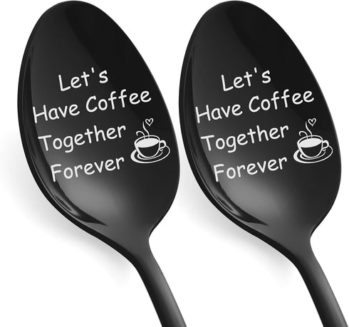 Valentines Day Gifts for Him - Anniversary Wedding Engagement Gifts for Couple - Let's Have Coffee Together Forever Coffee Spoon Set Couples Gifts...