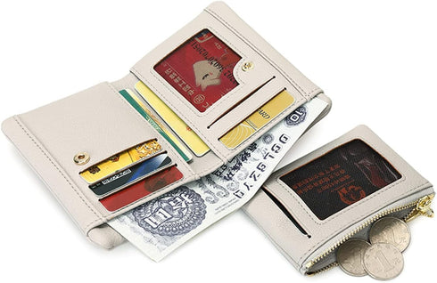 AOXONEL Womens Wallets Bifold Rfid Small Wallets for Women Compact Ladies Wallets Leather Womens Billfold with Removable Card Holder Zipper Coin P...