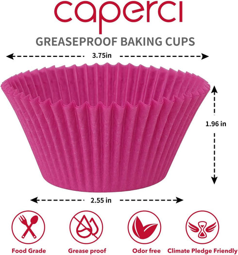 Caperci Bright Rainbow Jumbo Cupcake Liners Extra Large Muffin Baking Cups 300-Count, Odorless, Upgraded & Food Grade Grease-Proof Paper...