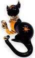 Tiny 2¼" Black Brown Crouching Play Ball Cat Figurine Miniature Hand Blown Painted Glass Cats Kitten Feline Animals Cute Crystal Decorative Collec...