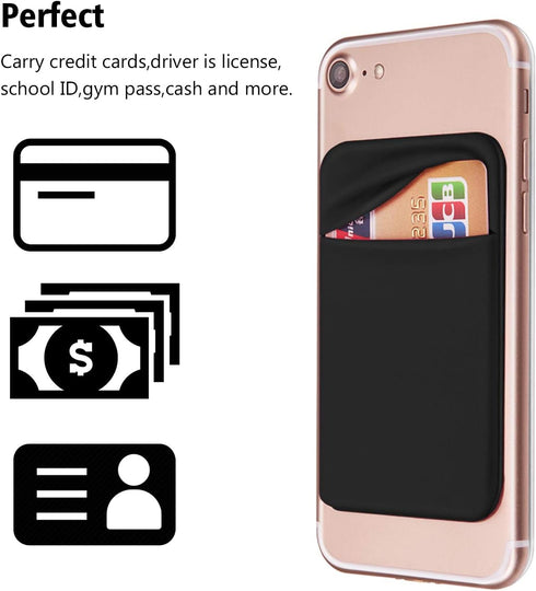 Cell Phone Pocket Self Adhesive Card Holder Stick On Wallet Sleeve with Adhesive RFID Card ID Credit Card ATM Card Holder for iPhone Android 2 PAC...