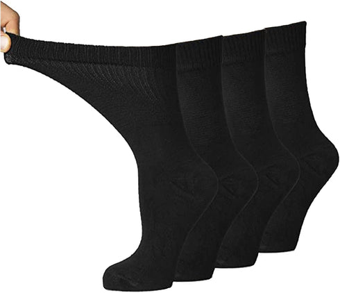 Diabetic Dress Socks Comfortable Soft - Men Women - Non constricting to Ease Circulation Neuropathy Maternity (Black 4 Pairs)...