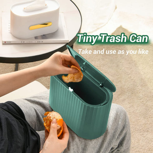 GILIF Mini Desktop Trash Can with Lid,Tiny Press Type Garbage Can with 90pcs Trash Bags,Small Little Cute Countertop Bathroom Waste Bin...