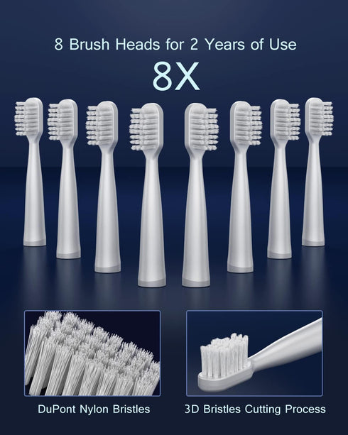 High Vibration Sonic Electric Toothbrush for Adults with 2 Minutes Smart Timer, Fast Charge Lasts Long, 5 Optional Modes, 8 Replacement Brush Head...