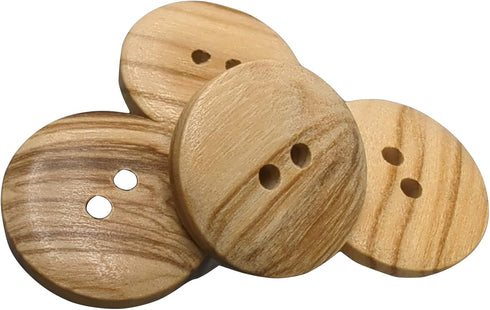 Olive Wood Buttons - 2 Holes / 5 Sizes - Reversible (12, 15, 18, 20 y 25 mm) - Manufactured in Europe (20 mm)...