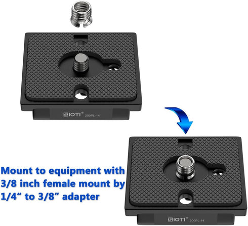 SIOTI 200PL-14 Quick Release Plate to RC/RC2/XPRO, 200PL-14 QR, Compatible for Manfr0tt0 Tripods Head with RC/RC2/XPRO Rapid Connect System...