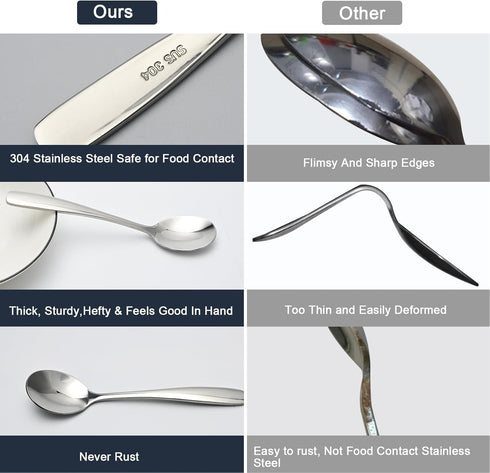 Teaspoons Silverware, 4.8 Inch Coffee Spoons Set of 12,Food Grade 18/8 Stainless Steel Tea Spoons,Dessert Spoons,Small Spoons,Mini Spoons,Mirror F...