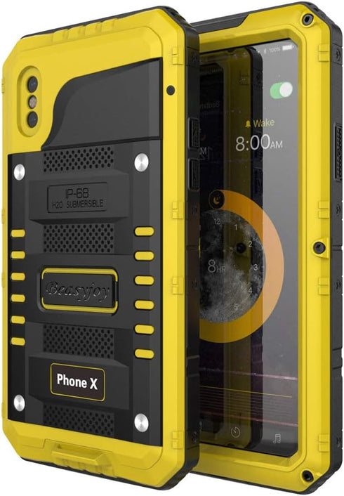 Beasyjoy for iPhone X Case iPhone 10 Metal Case Heavy Duty Cover with Screen Waterproof Shockproof Durable Military Grade Full Body Protection Out...