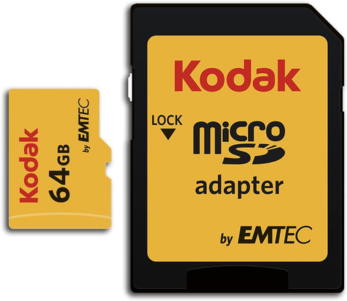 KODAK 64GB UHS-I U3 V30 A1 Extra Performance microSD with Adapter - Read Speed 95MB/s Max - Write Speed 85MB/s - Additional Storage Multimedia Dev...