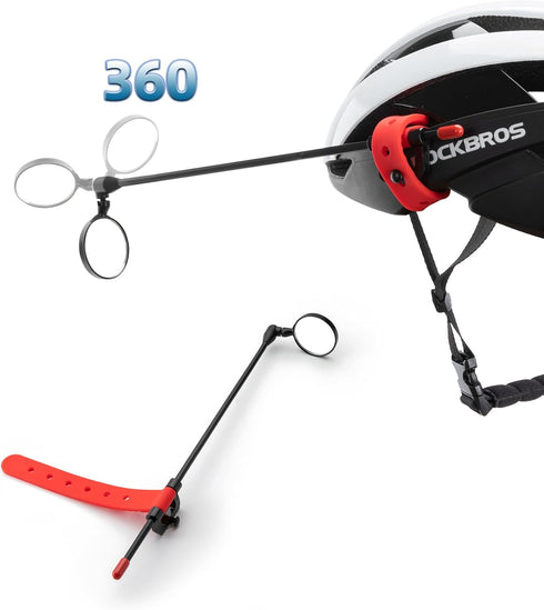 ROCKBROS Bike Helmet Mirror, Convex Mirror, Aluminum Alloy Moldable Frame, Detachable Fixing Way, Cycling Mirror Fit 90% Bicycle Helmet, Lightweig...