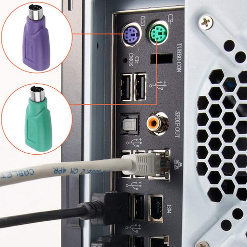 PS/2 to USB A Adapter Male to Female Keyboard Adapter PS2 Jack to USB A Plug for Mouse and Keyboard, Replacement PS2 Keyboard Adapter, 4 PCS...